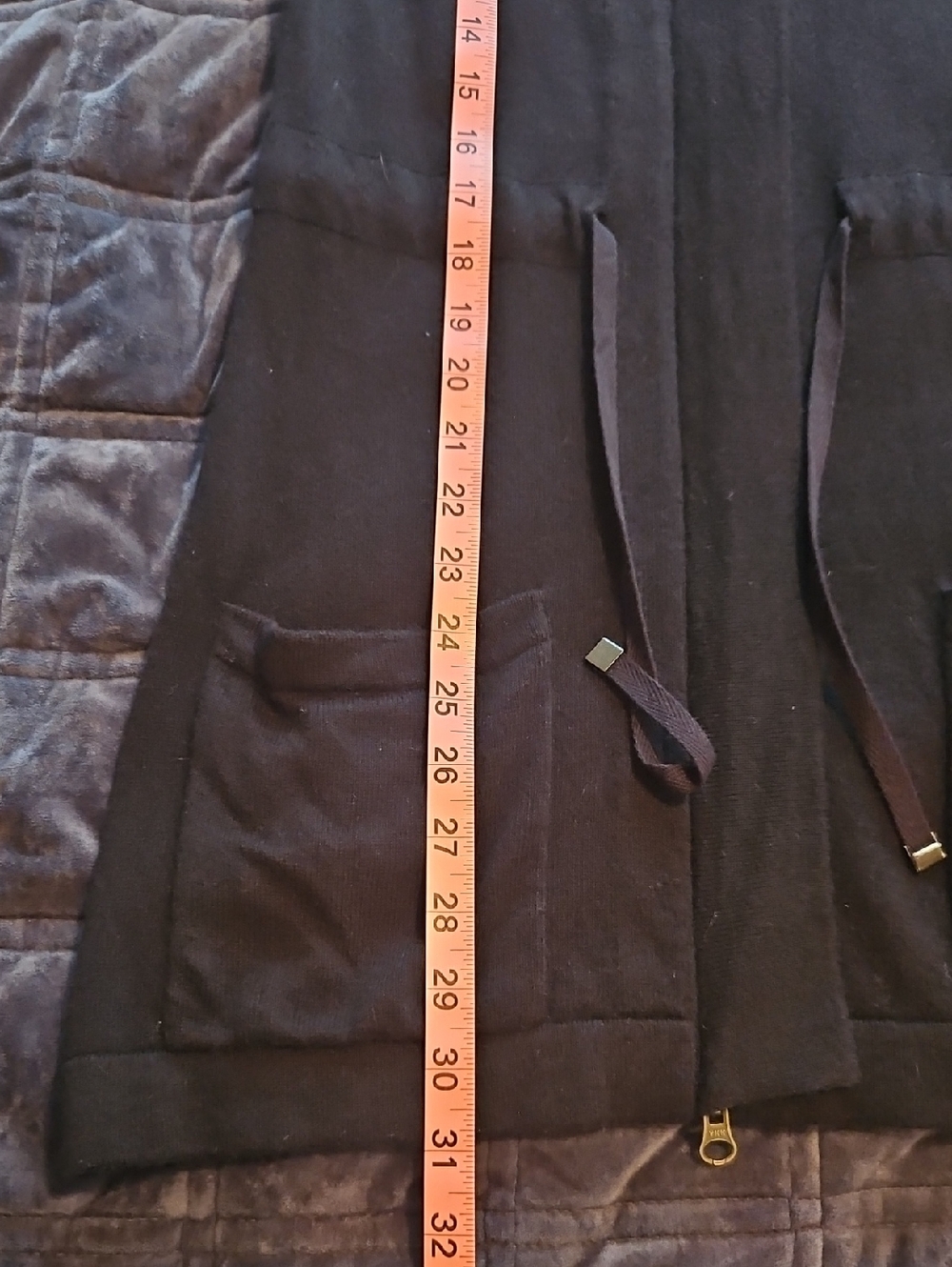 Saks Fifth Avenue Silk Cashmere Vest,Black Zip, Tie Waist, Luxury, Minimalist - Picture 6 of 9